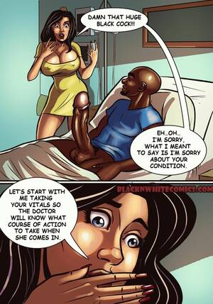 black nurse cartoon porn - Busty brunette nurse takes facial from thick black dick