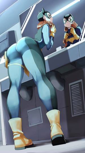 Batgirl Porn Comic Story - 1girl ass barbara_gordon batgirl bathroom bodysuit boots brown_hair  dc_comics gloves green_eyes kitsuito leaning_forward looking_back mask  mirror
