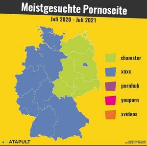 Germany Germany - Most searched Porn sites in Germany. You can clearly see the former  east/west border. Credit: katapultmagazin on IG : r/PhantomBorders
