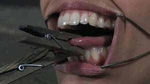 mouth bdsm - Skanky Latin doxy gets her nose holes and mouth widened with BDSM gadgets