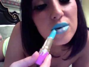 Blue Lips - Girl wearing blue Lipstick.So sexy and very pretty face.