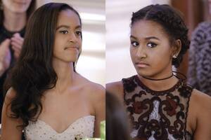 Malia And Sasha Porn - Malia and Sasha Obama Wear Naeem Khan Dresses for Trudeau State Dinner