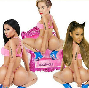 Bikini Ariana Grande Porn - Nicki Minaj's Miley Cyrus & Ariana Grande Threesome: Nicki Proposes A  'Minaj' â€“ Hollywood Life