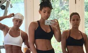 Jada Pinkett Smith Pussy Slip - Jada Pinkett Smith, 47, displays rock hard abs alongside mom Adrienne, 64,  and daughter Willow, 17 | Daily Mail Online