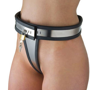 chastity belt spanking - A one size fits most metal female chastity belt with adjustable waist band