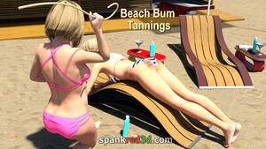 caning naughty bottoms - Beach Bum Caning - spankred 3d - Hot bottoms with red stinging stripes