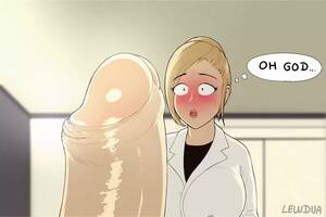 cartoon cum blast - Shy Futanari letting a doctor take care of her cum-packed dong