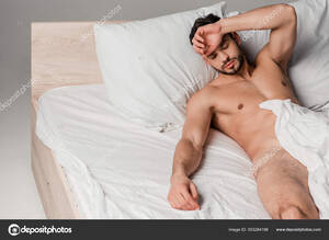 Naked Men Sleeping - Sexy Nude Bearded Man Sleeping Bed Grey Stock Photo by Â©VitalikRadko  353284198