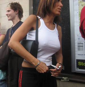 nipple voyeur - Nipples Through Shirt - Hard Nipple , Sexy Clothed, Black Sweat Pants With  Red Stripe