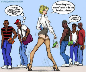 Cartoon Porn Tease Skirt - Slutty teacher in sexy short skirt jiggles her curvy butt to make black  boys horny - CartoonTube.XXX