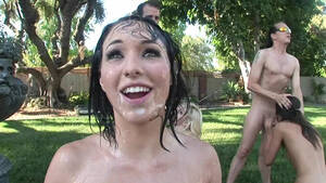Megan Piper Porn Public - Megan Piper gets giant facial at the poolside - Hell Porno