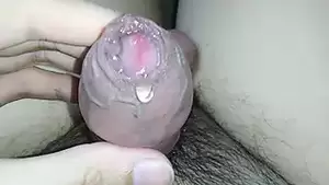 Amateur Precum Porn Belly - Close up milking precum with cock ring and stretched ball to play with the  precum on belly | xHamster