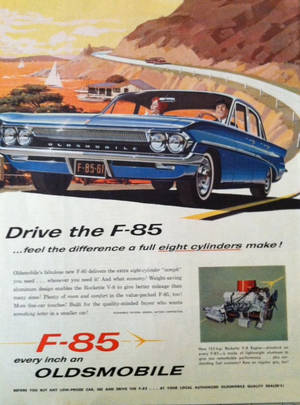 1960s Vintage Car Sex Porn - Vintage Ad Vintage Car Ad Vintage Oldsmobile Ad Vintage 1960s Car Blue F-85  Eight Cylinder Engine Pacific Coast Highway Car Illustration