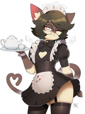 furry maid porn cartoon - Rule 34 - 00niine 1boy anthro black hair choker cup domestic cat felid  feline femboy fio (marcus gray) fur furry girly glasses hair inner ear  fluff looking at viewer maid maid outfit