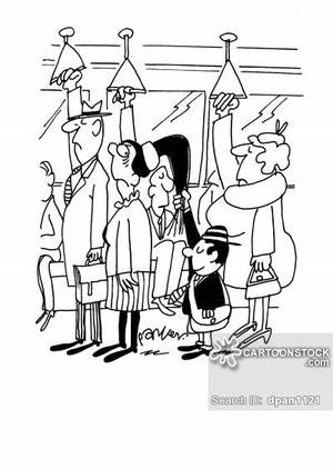 Comic Boy Porn - Short boy on the tube holds onto a ladies ponytail for support.