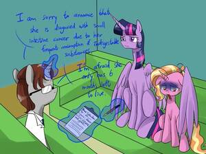 Mlp Hospital - 112676 - safe, artist:ce2438, luster dawn (mlp), twilight sparkle (mlp),  oc, alicorn, equine, fictional species, mammal, pony, unicorn, feral,  friendship is magic, hasbro, my little pony, bad end, cancer (disease),  clipboard, clothes,
