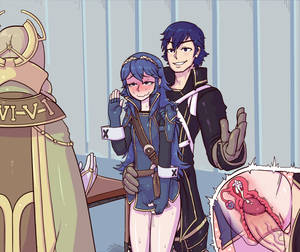 fire emblem lucina hentai - 2girls blue_eyes blue_hair blush chrom cum cum_in_pussy cum_in_uterus  cum_inside emerina emmeryn father_and_daughter female fingerless_gloves  fire_emblem ...