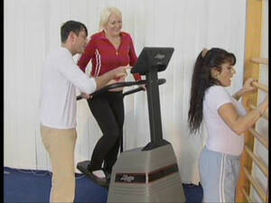 granny gym - Gym threesome with a chubby granny and a slender young babe | Any Porn