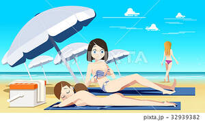 accident beach nude - Women sunbathing on nude beach. - Stock Illustration [32939382] - PIXTA