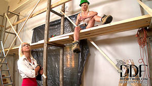 Blonde Boss Porn - Busty blonde lady-boss seduces a painter-girl to dirty lesbian sex in cool  porn vids