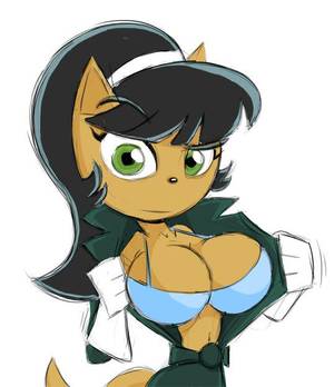 Kitty Katswell Big Tits - anthro big_breasts black_hair bra breasts cat cleavage clothed clothing  feline female flashing green_eyes hair joelasko kitty_katswell long_hair ...