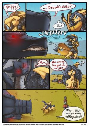 Cartoon Female Dragon Porn - e621 2014 akah'nen black_fur black_hair black_nipples black_skin blue_eyes  breasts canine clothing comic dialogue dragon