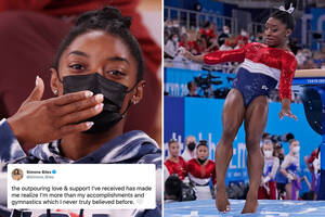Broken Leotard Porn - Simone Biles breaks silence to thank fans and says she's 'more than  gymnastics' after shock Olympics withdrawal | The US Sun