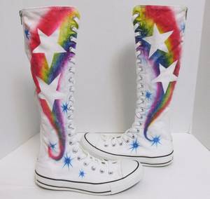 Converse Knee High Boots Porn - CONVERSE All Star Chuck Taylor Knee High Rainbow Star Boot White Mens 6  Womens 8 #