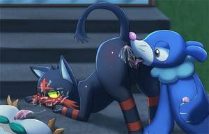 Furry Porn Feral 2016 - e621 2016 after_sex animal_genitalia anus ass_up avian bird black_fur blush  butt cum cum_in_ass cum_inside cum_on_face cum_on_feet