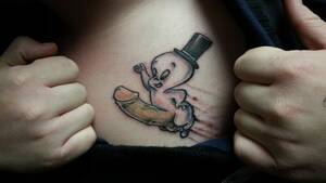 Casper The Friendly Ghost Porn - My coworker showed me his tattoo that he got last night when I got to work  this morning, it's his first. : r/WTF