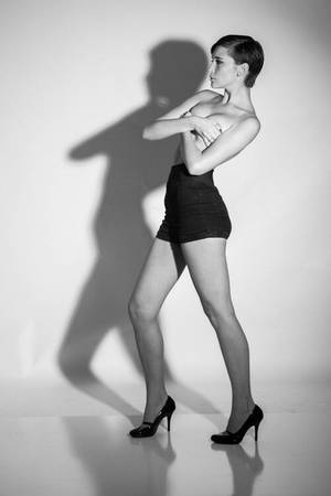 ebony implied nudes - Abigail Benko Model Photography Black and white Legs Implied High waisted  Heels Short hair