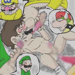 Gay Mario - bowser brothers cmnm gay group_sex human incest luigi mario nintendo  pubic_hair super_mario_bros. wario