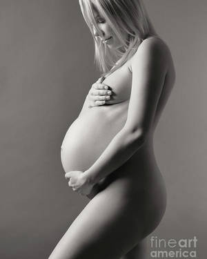 fine art nudes pregnant - Pregnant Poster featuring the photograph Beautiful Nude Pregnant Woman  Studio Portrait by Oleksiy Maksymenko
