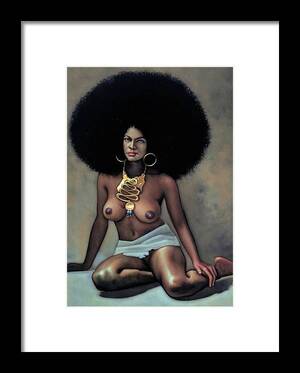 60s 70s vintage nudist naturist - Nude, Black Afro Woman 70's vintage style Original Oil painting Velvet R60  Framed Print by Arturo Ramirez - Pixels