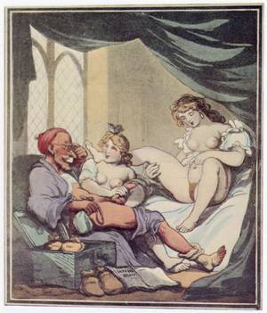 19th Century Cartoon Porn - The Erotic Side of Art The Miser - Erotic Engraving with Watercolors by  Thomas Rowlandson.