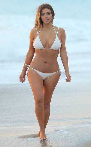 kim kardashian nude at beach - Kim Kardashian shows off her post-baby bikini bod and looks fabulous!