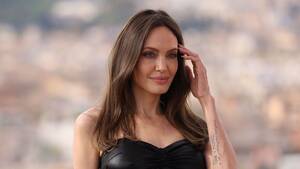 Gift Porn Sex Angelina Jolie - Angelina Jolie Wears Strapless Little Black Dress at 'Eternals' Photo Call  in Rome