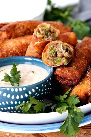 Homemade Philly Porn - Philly Cheesesteak Egg Rolls | http://www.carlsbadcravings.com/philly