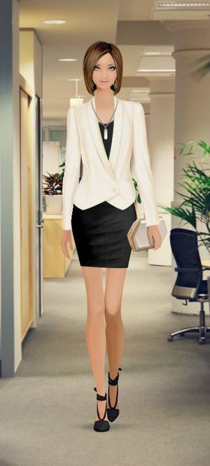 black skirt - white blazer over black pencil skirt