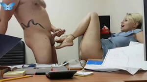 amature sexy secretary - sexy secretary are cheating on her husband with her boss right on the office  table and getting fresh thick load of sperm on her sexy toes - XVIDEOS.COM