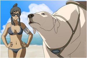Korra Naga Porn - Korra in a bikini with sunglasses and Naga by dyneal on DeviantArt