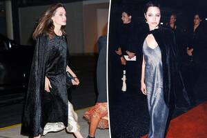 Angelina Jolie Pregnant Porn - Angelina Jolie channels her '90s self in dramatic cape