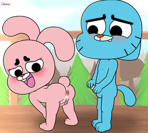 gumball naked xxx cartoon - anais_watterson anus cartoon_network duo feline fur gumball_watterson  incest lagomorph male mammal masturbation nude penis pink_fur pussy