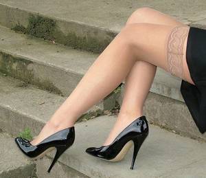 Ankle Strap High Heels Stockings - High heels and sexy lingerie stockings girl Free Porn