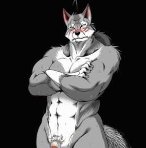 Anime Wolf Porn Solo - Rule 34 - abs animated anthro biceps blush canine crossed arms flaccid fur  furry grey fur male male only morenatsu muscles no humans nude pecs penis  pubes solo standing ten kodori unknown