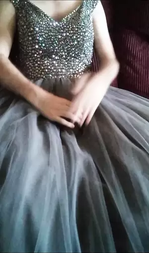 Crossdressers Gowns Formal Porn - Girl's gray ball gown prom dress makes my cum fly | xHamster