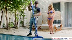 milf pool boy - Sex-hungry busty milf Janna Hicks seduces kinky pool boy - AnySex.com Video