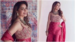 bollywood actress madhuri dixit nude - Madhuri Dixit dazzles in Rs 85k fuchsia pink sharara set for photoshoot.  See pics - India Today