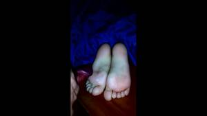 cum on sleeping feet - Couldn't resist cumming on my wife's sexy feet while she was sleeping -  Feet9