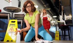 Cafe Porn - Busty lesbian licked the pussy of a friend-colleague in a cafe - free porn  HD